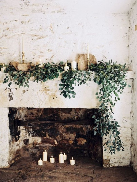 Wedding Candles in Fireplace