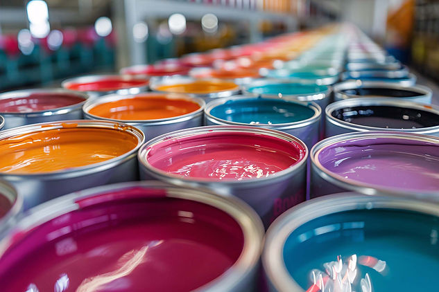 Een kleurrijke verzameling verfblikken