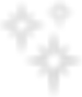 Three white star shapes: two starbursts and one traditional four-pointed star.