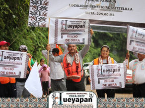 HUEYAPAN AVANZA CON PAVIMENTACIÓN DEL CAMINO PRINCIPAL EN TETELILLA