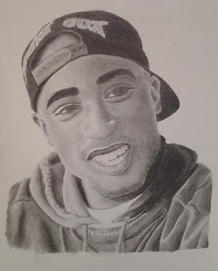 Natalie's first drawing of 2Pac / Tupac Shakur