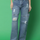Thumbnail: Women's Cotton  High Rise Denim Jeans(Size34)(Colorblue)
