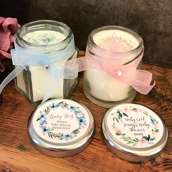 Scented Baby Shower Candle Favours X5 Deluxe Mini Tranquil