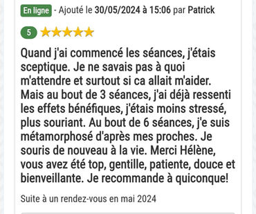 Témoignage de Patrick, client d'hélène Bouquemont, sophrologue à Amiens et en Ligne