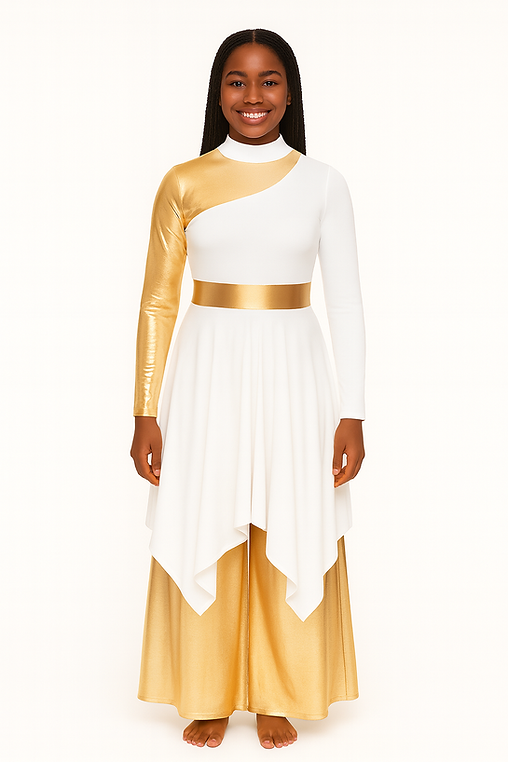 Radiance in Motion Praise Tunic, White/Gold | Medium Radiance in Motion Praise Tunic, White/Gold | Medium