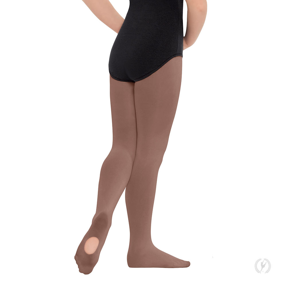 Miniatura: child modeling euroskins mocha convertable tights showing the bottom of the foot