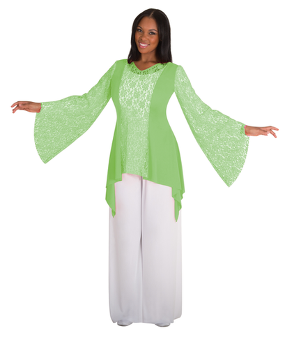629 A533 Drapey Lace Panel Tunic | Dance Fashions Warehouse