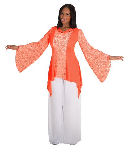 629 A533 Drapey Lace Panel Tunic | Dance Fashions Warehouse