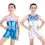 Thumbnail: Two gymnasts posing together in matching metallic biketards