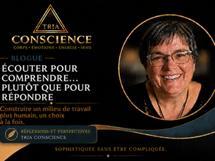 Écouter pour comprendre… plutôt que pour répondre – Blogue TRIA Conscience. Réflexion sur l'importance de l'écoute active en milieu de travail, de la compréhension mutuelle et de la conscience de soi pour favoriser des relations professionnelles plus saines.