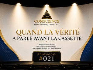 Affiche TRIA Conscience de l'étude de cas #021 intitulée « Quand la vérité a parlé avant la cassette ». Cette étude de cas explore le leadership conscient, l'éthique, la gestion des soupçons, la prise de décision en situation d'incertitude et l'importance du jugement lorsqu'un gestionnaire doit intervenir sans disposer encore de toutes les preuves.