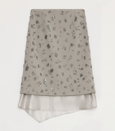 Thumbnail: "Flowers and Her" Irregular Hand-Embroidered Sequin Skirt