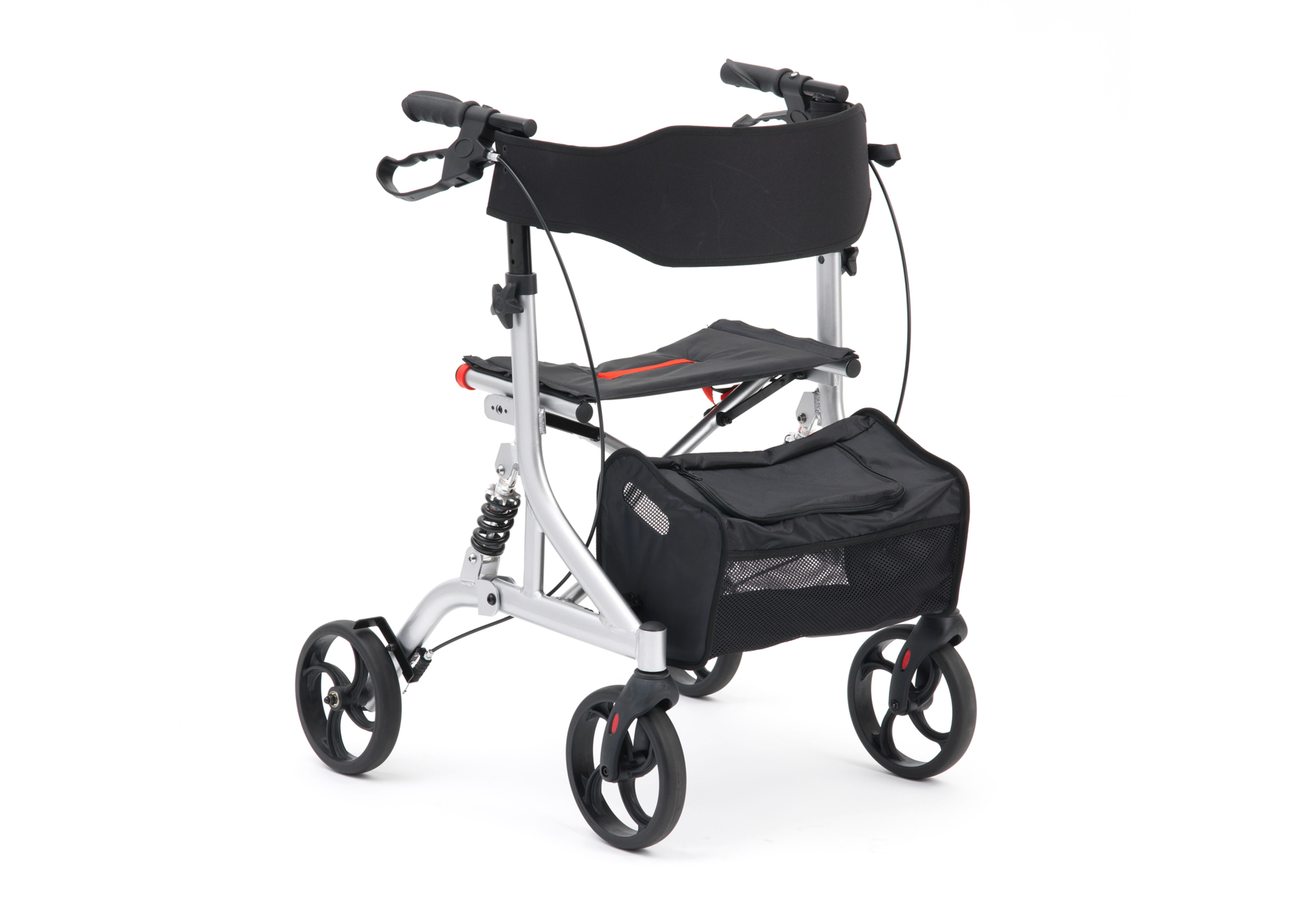 Drive suspension Rollator in silver side view