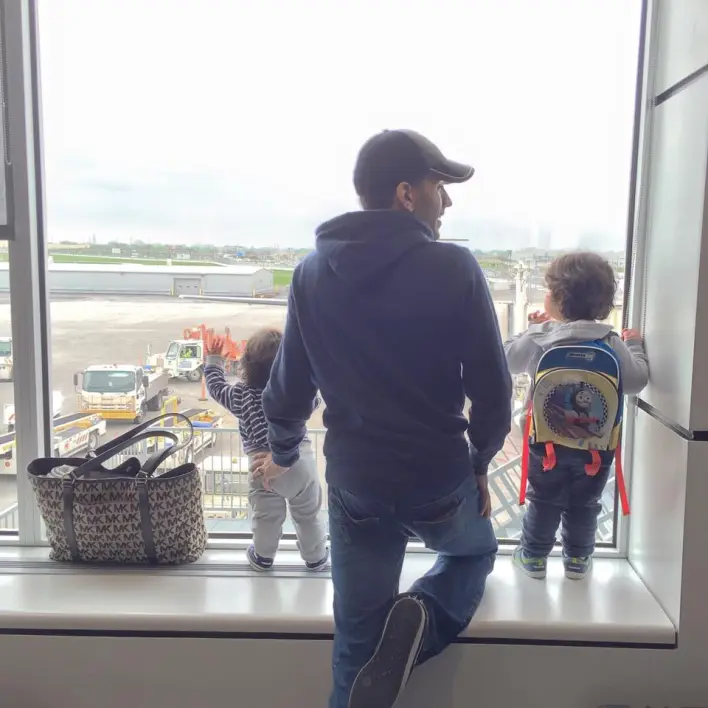 Waiting for our flight to Leamington for a week of candidating