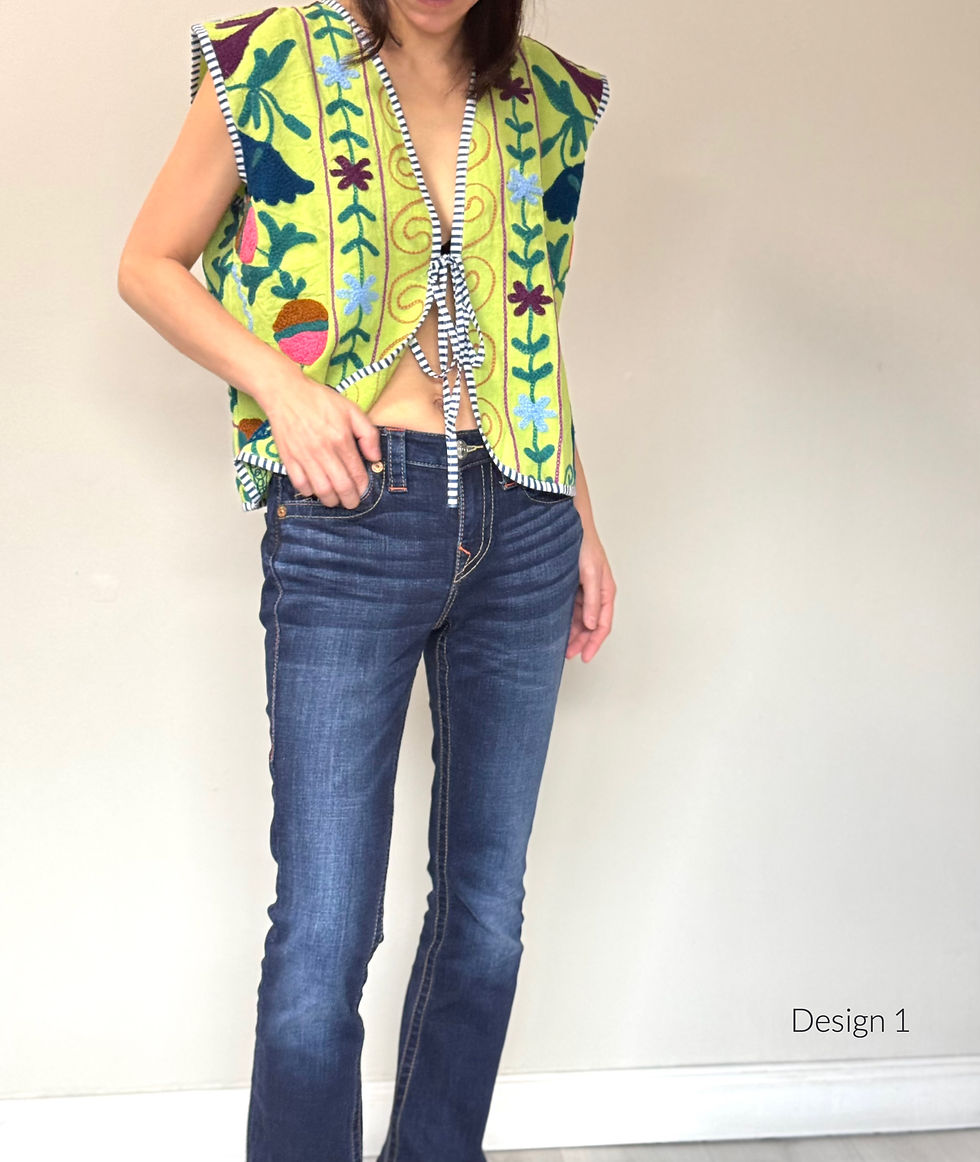 Thumbnail: Suzani Vest in Avocado Multicolor Flora 81