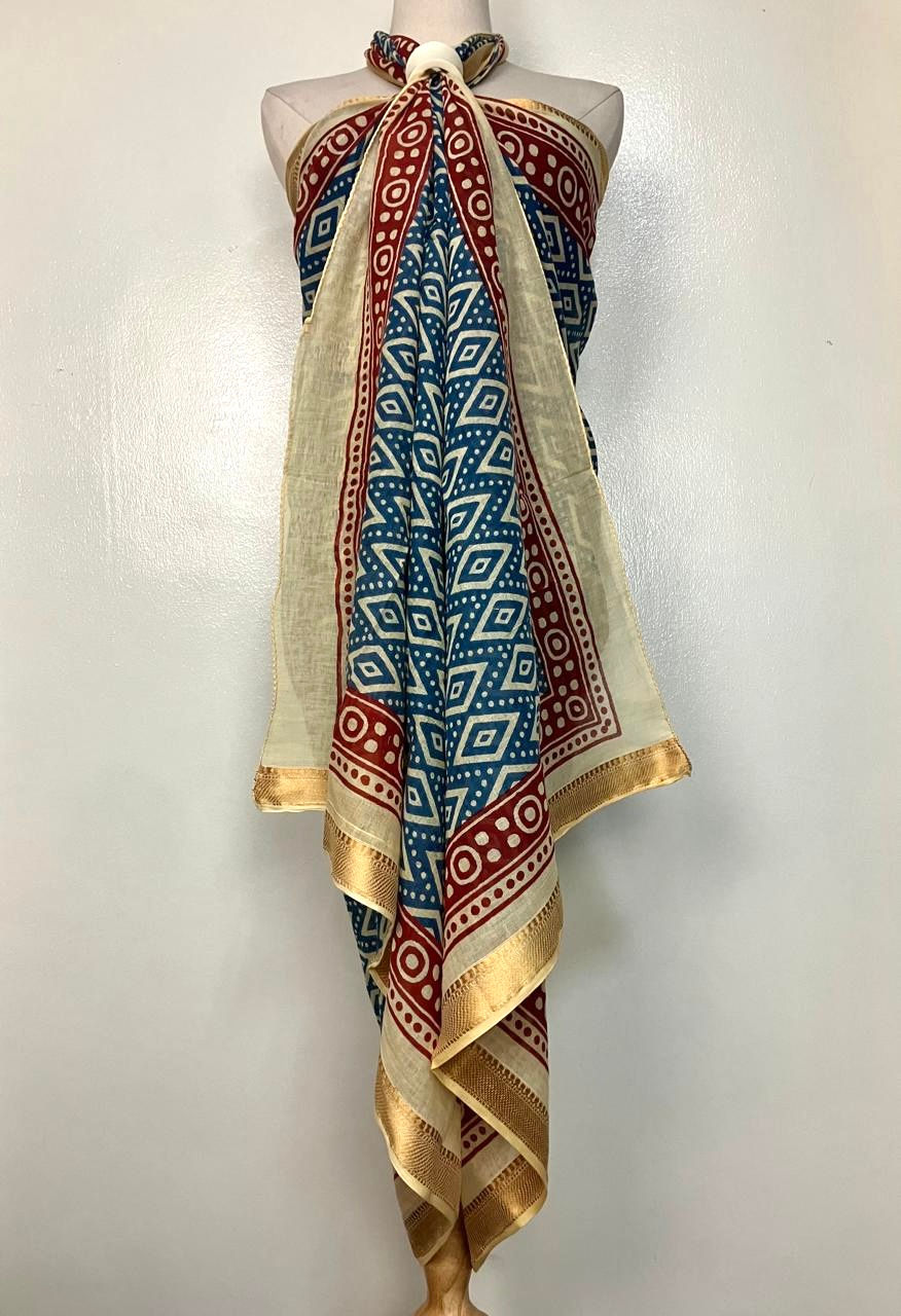 Thumbnail: Sarong in Blue Geo Diamonds 257