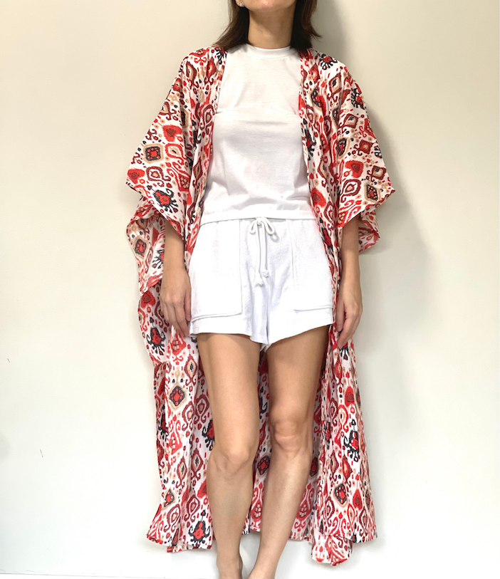 Thumbnail: Kimono in White Tribal Print 160