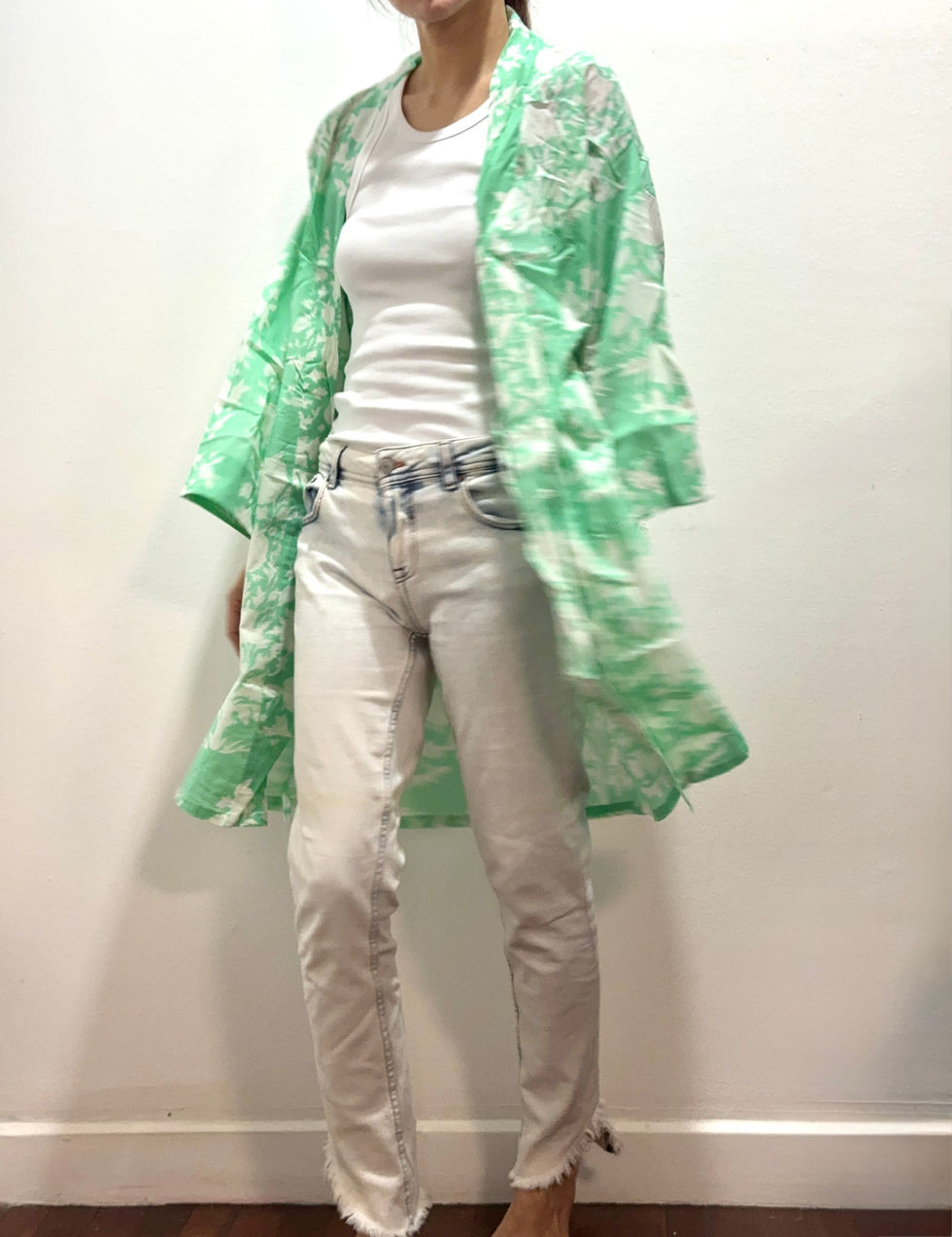 Thumbnail: Kimono in Seafoam and White Wild Flora 199