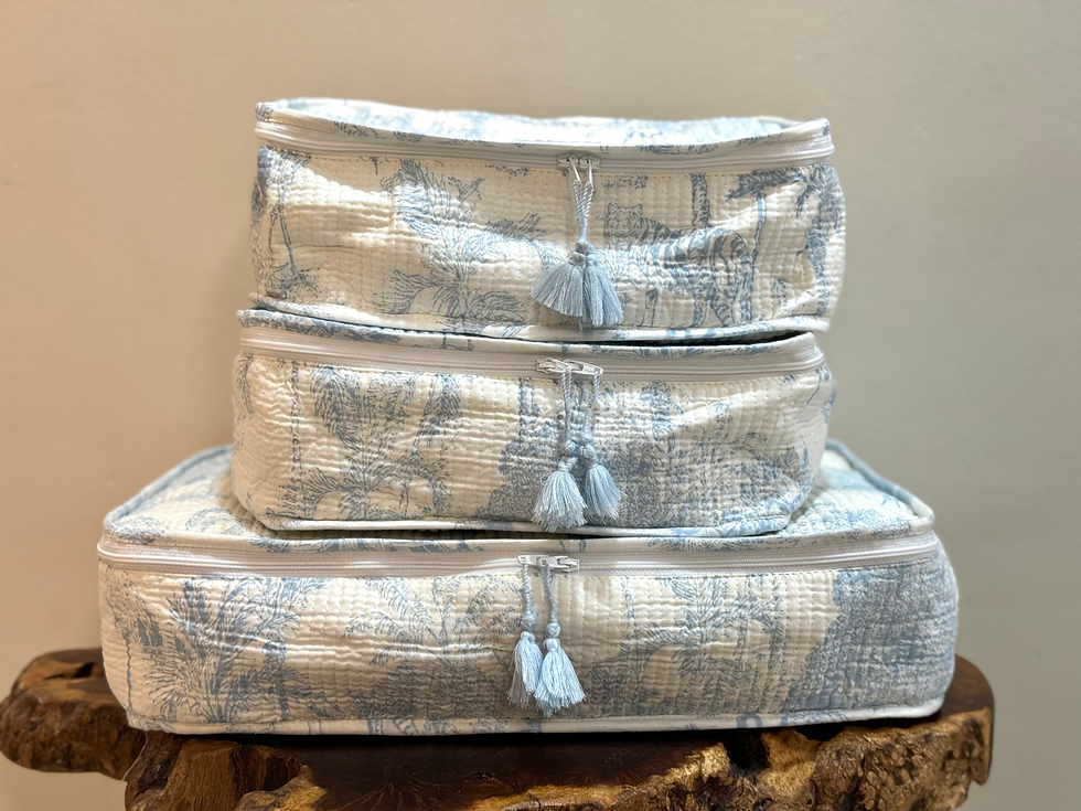 Thumbnail: Packing Cubes in Toile Baby Blue