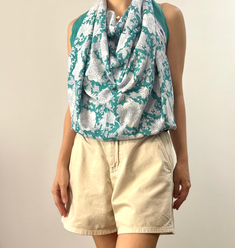 Thumbnail: Sarong in Aquamarine and White Wild Flora 220