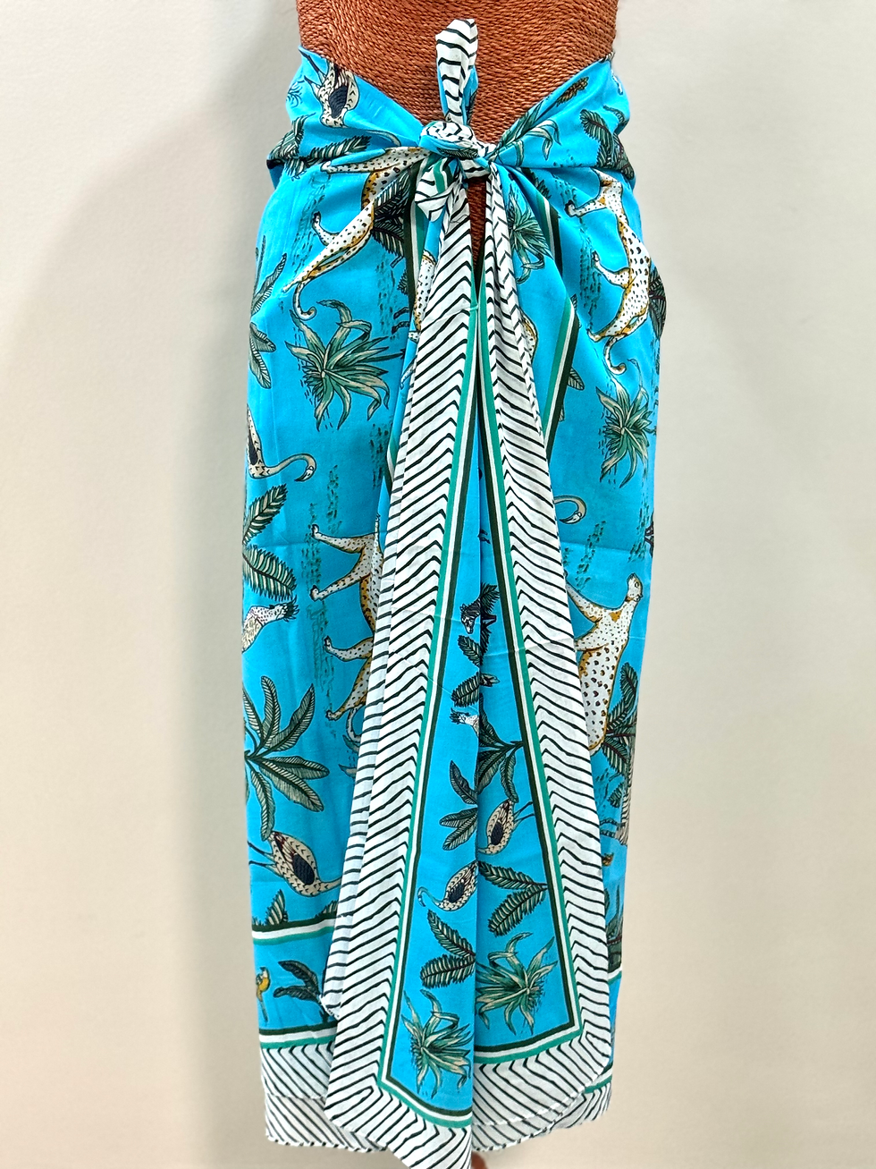 Thumbnail: Sarong in Vivid Sky Blue Jungle Print 209