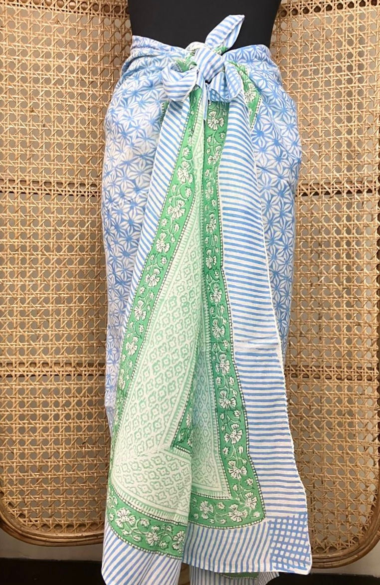 Thumbnail: Sarong in Baby Blue and White Star Flower  230