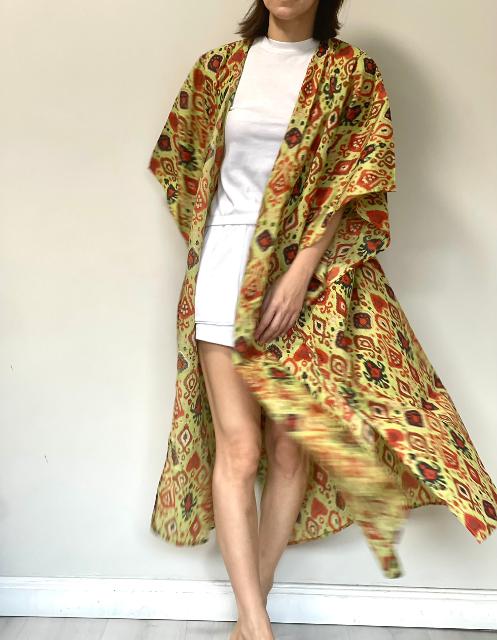 Thumbnail: Kimono in Avocado Tribal Print 157