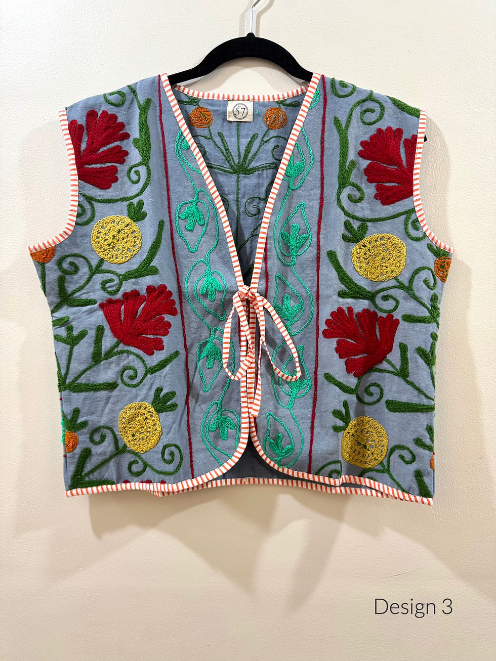 Thumbnail: Suzani Vest in Dusty Blue Multicolor Flora 77