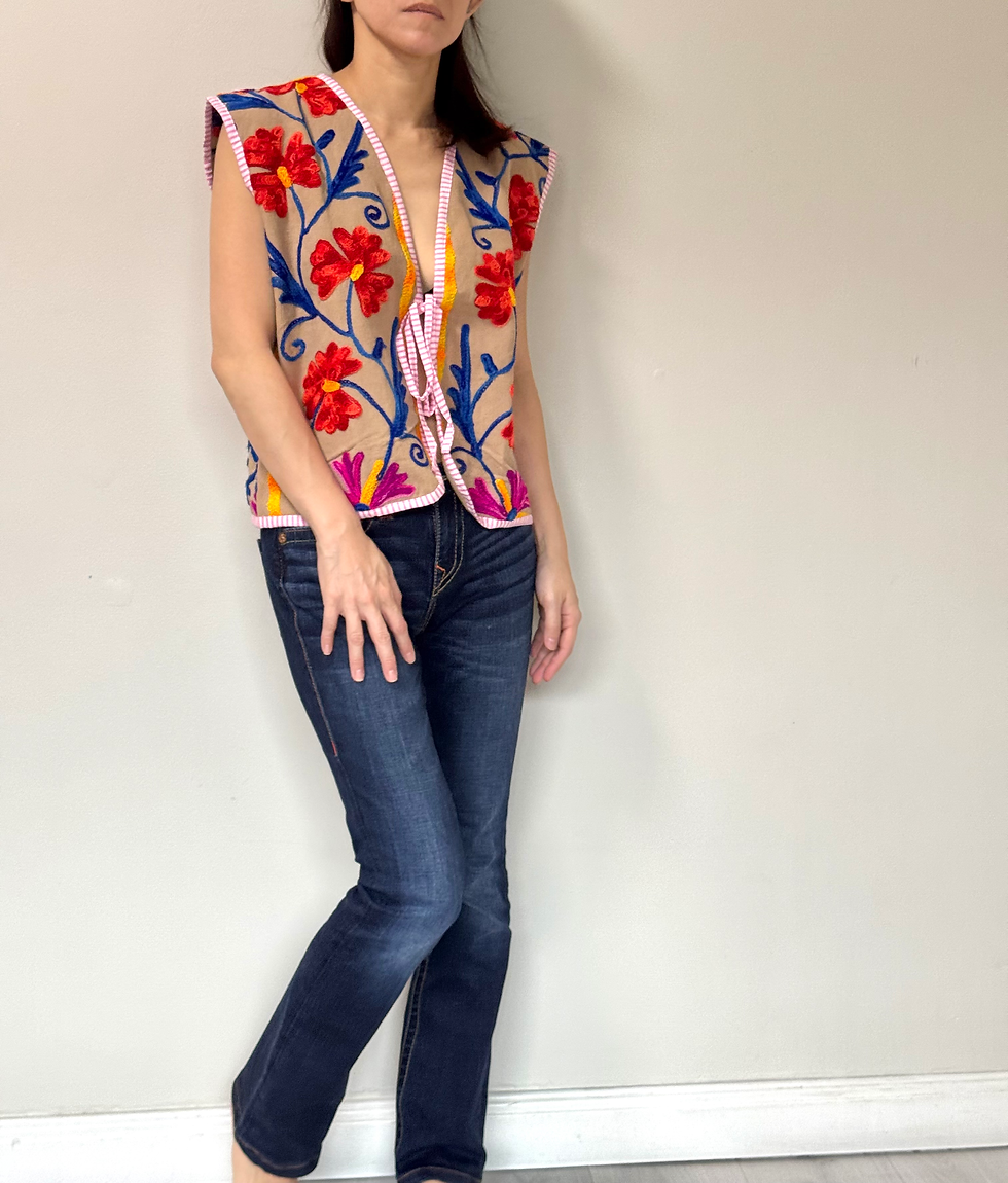 Thumbnail: Suzani Vest in Mocha Multicolor Flora 92