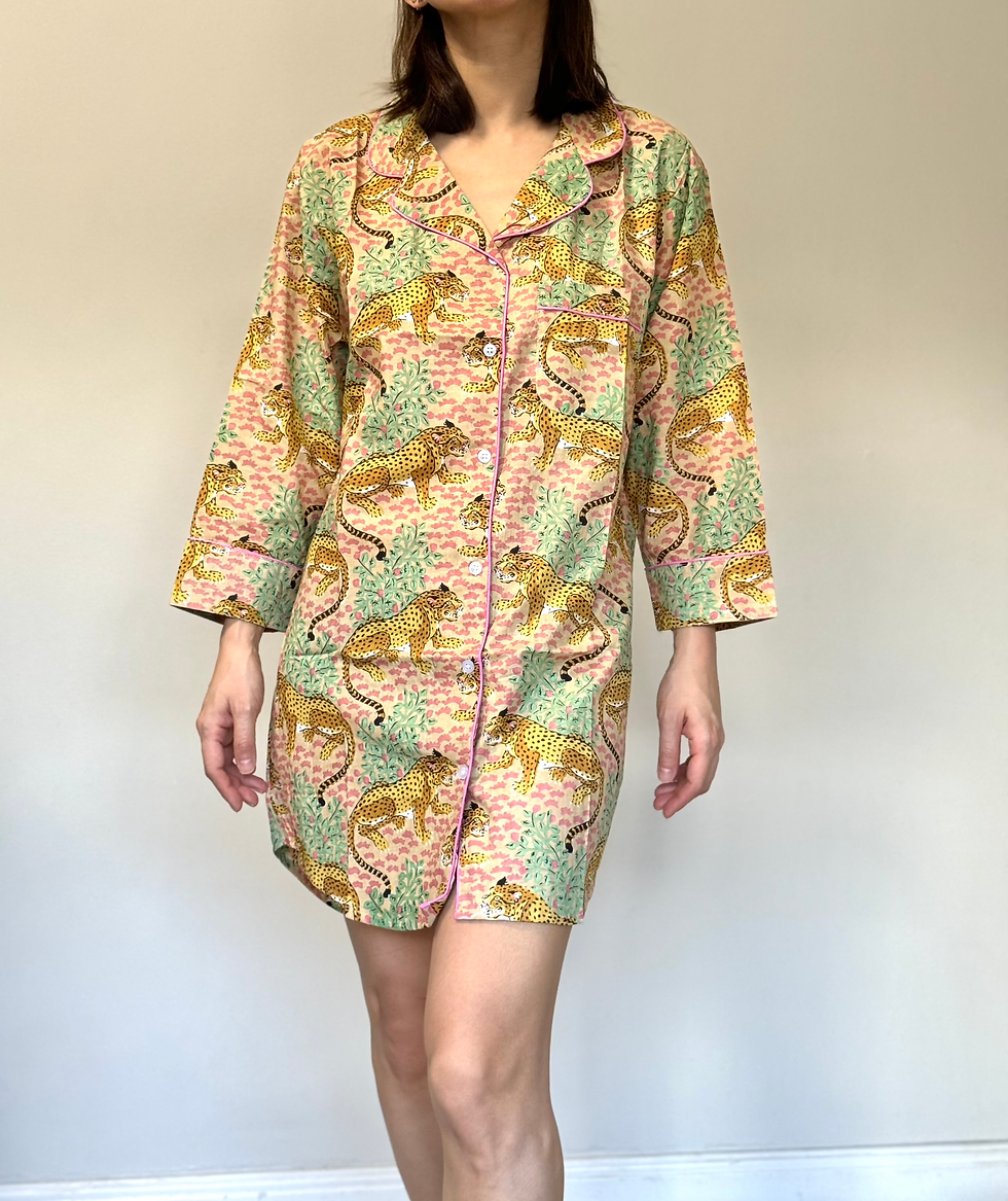 Thumbnail: Sleep Shirt Dress in Bisque Cheetah Print