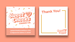 Thank You Card Designs Front and Back on a Peach Background