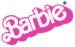The current hot pink Barbie Logo