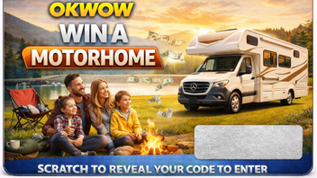Best Deals USA official verification badge for the Okwow Motorhome 2026 sweepstakes with 5-star Trustpilot rating.
