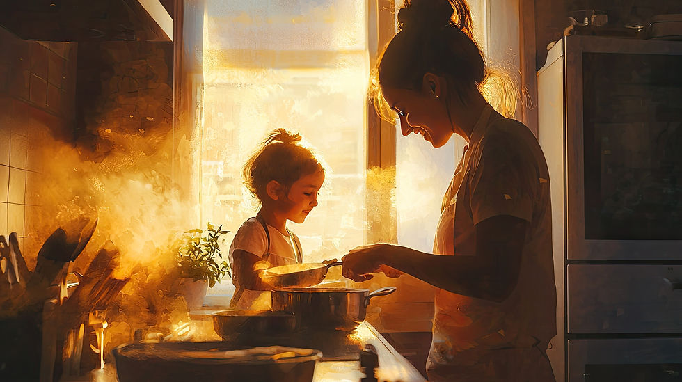 mãe e filha na cozinha boas memórias