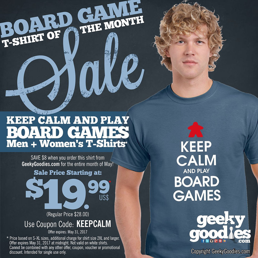 Board Game Shirt of the Month Sale | Geeky Goodies | Tshirts for tabletop and board gamers and analog gamers of all types | SALE!