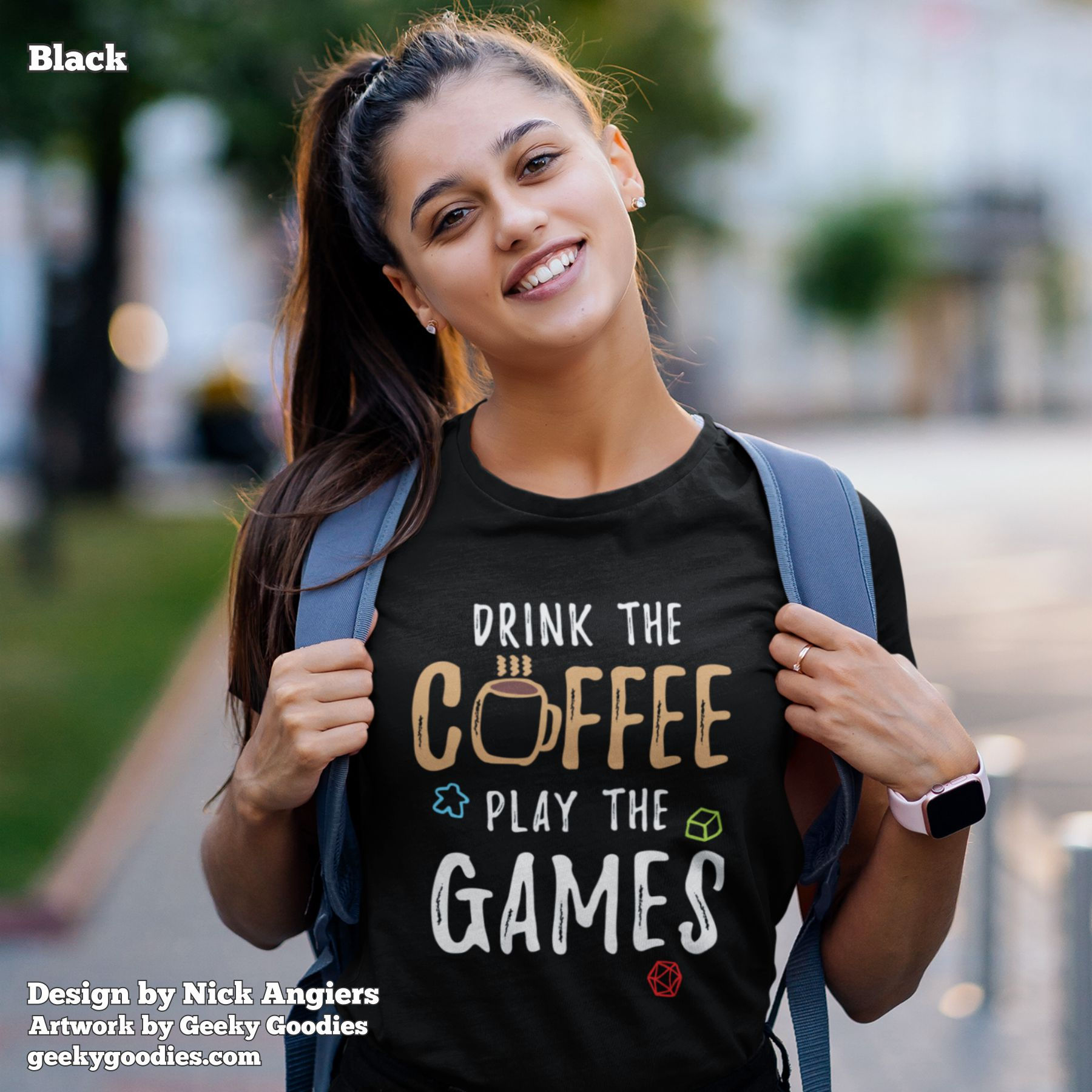 Drink the Coffee Play the Games Ladies T-shirts