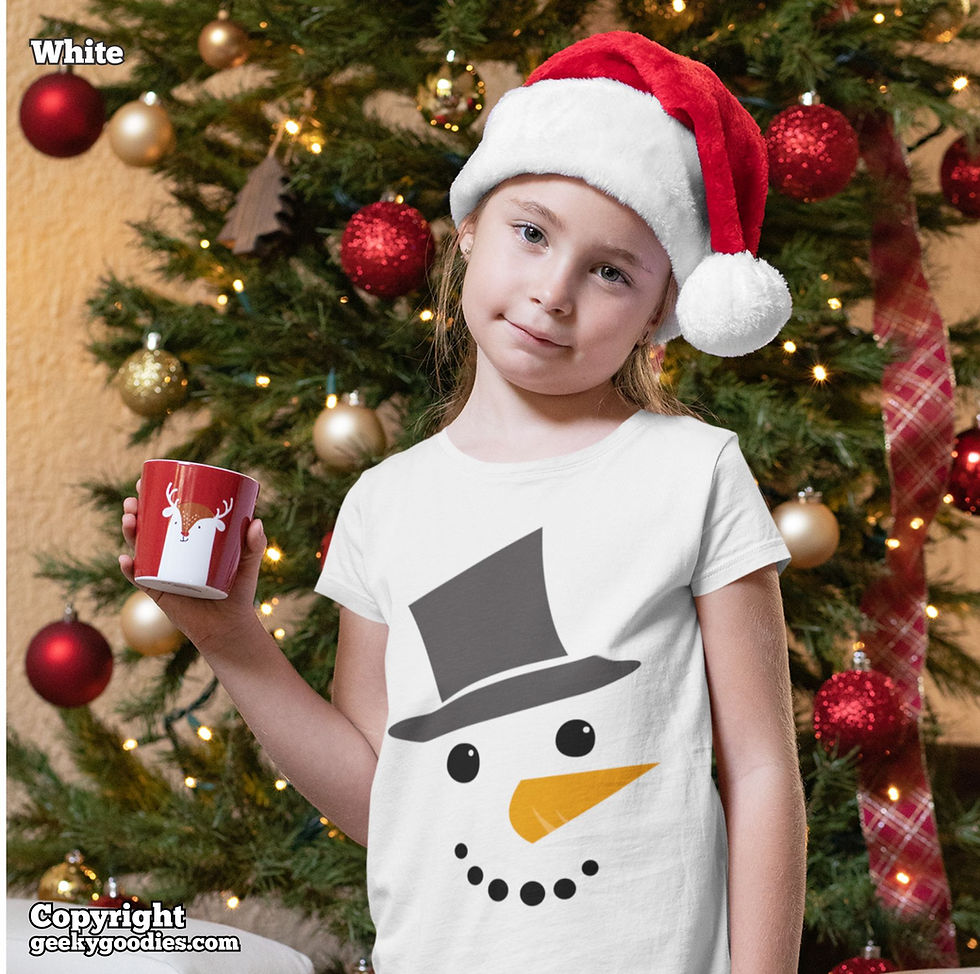 Thumbnail: Snowman Face Children's White T-shirts