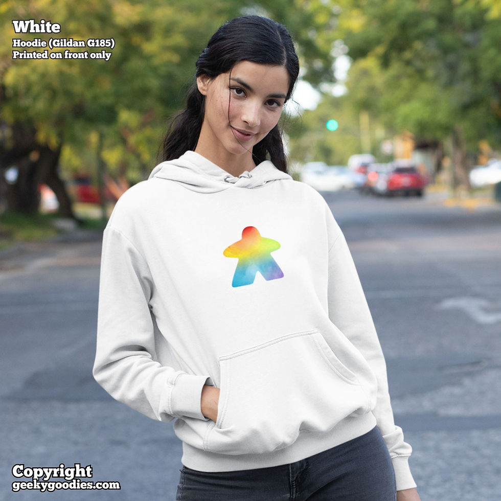 Thumbnail: Rainbow Watercolor Meeple Unisex Hoodie