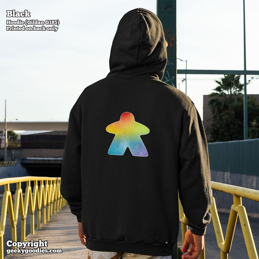 Thumbnail: Rainbow Watercolor Meeple Unisex Hoodie