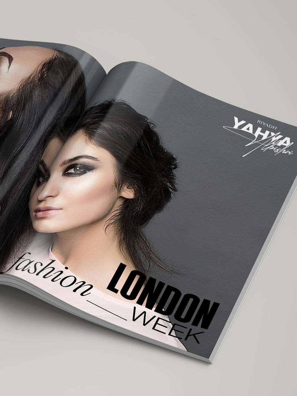Sleek minimalist logo design for premium saudi fashion brand, shown on magazine mockup