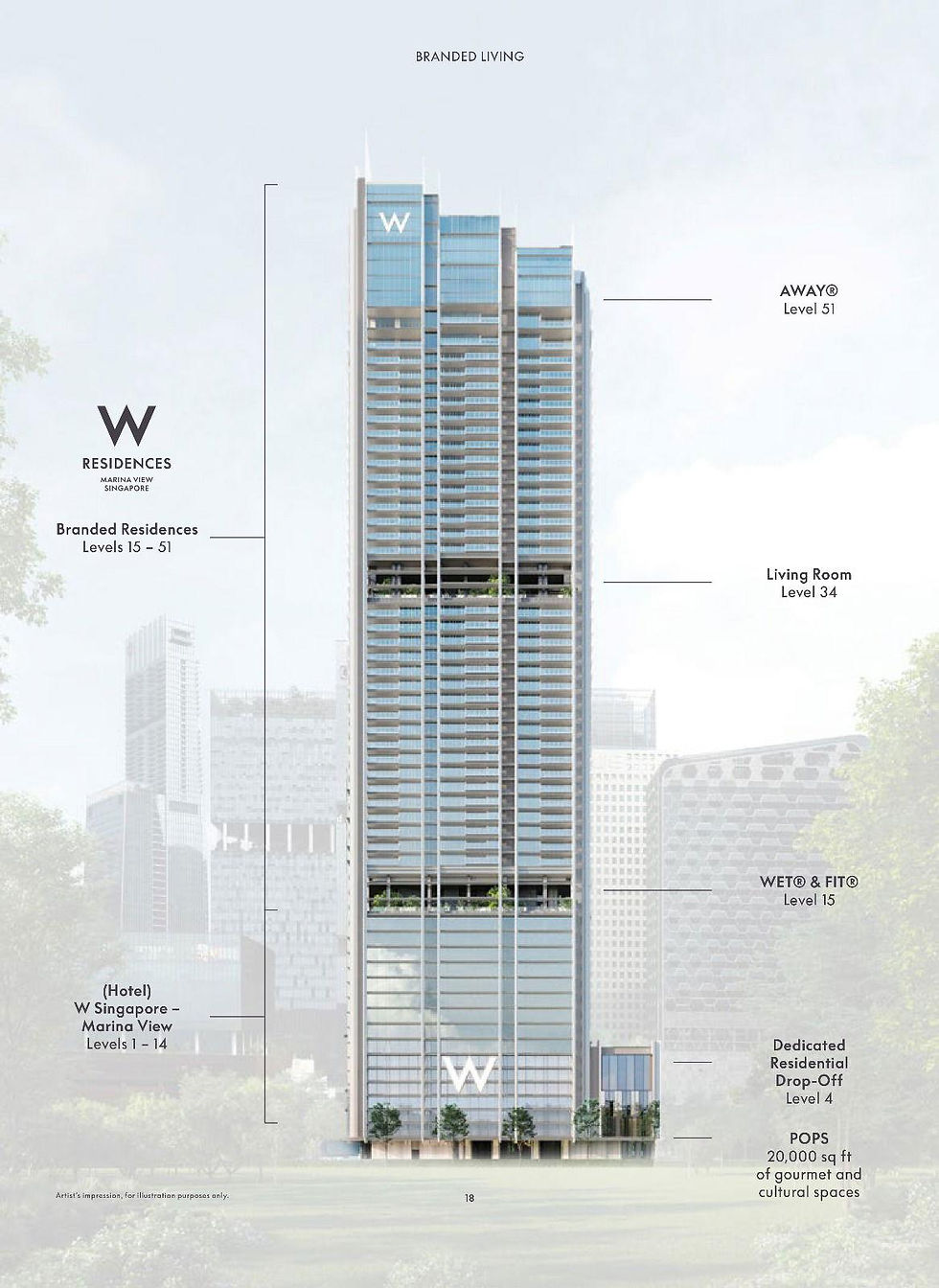 W Residences Marina View Sectional View