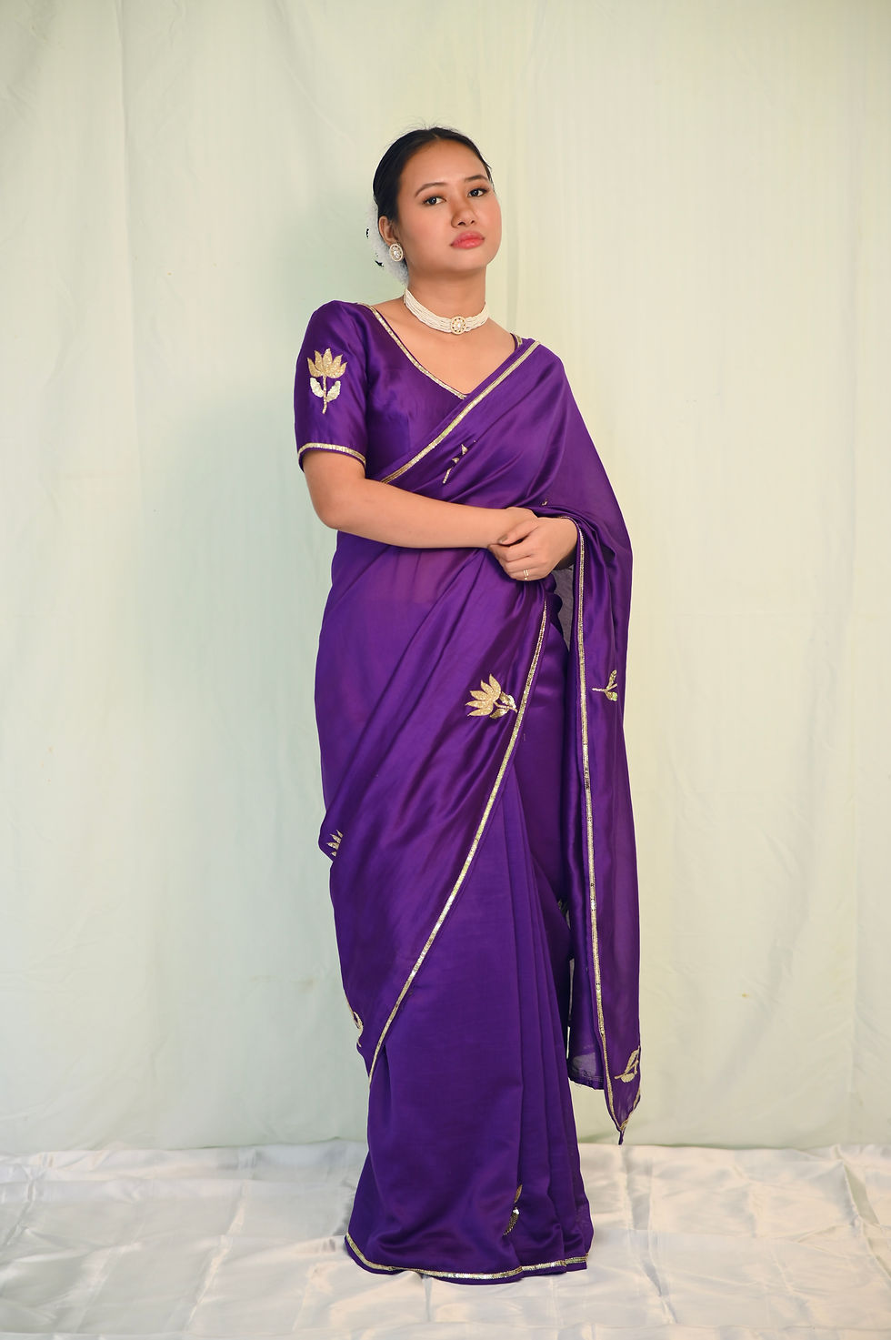 Thumbnail: Kamal Aura Silk Chanderi Saree in Royal Purple Colour 