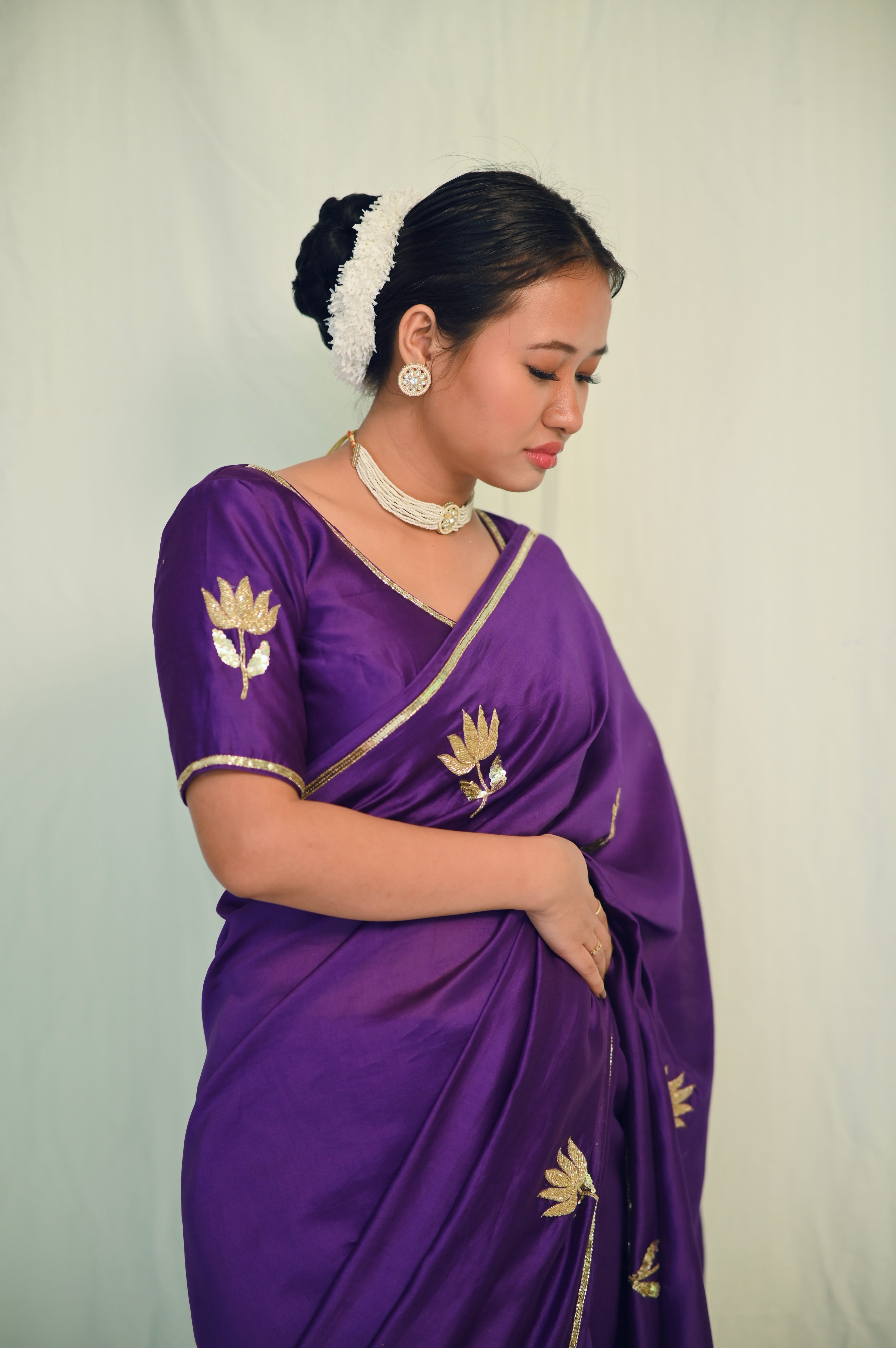 Kamal Aura Silk Chanderi Saree in Royal Purple Colour