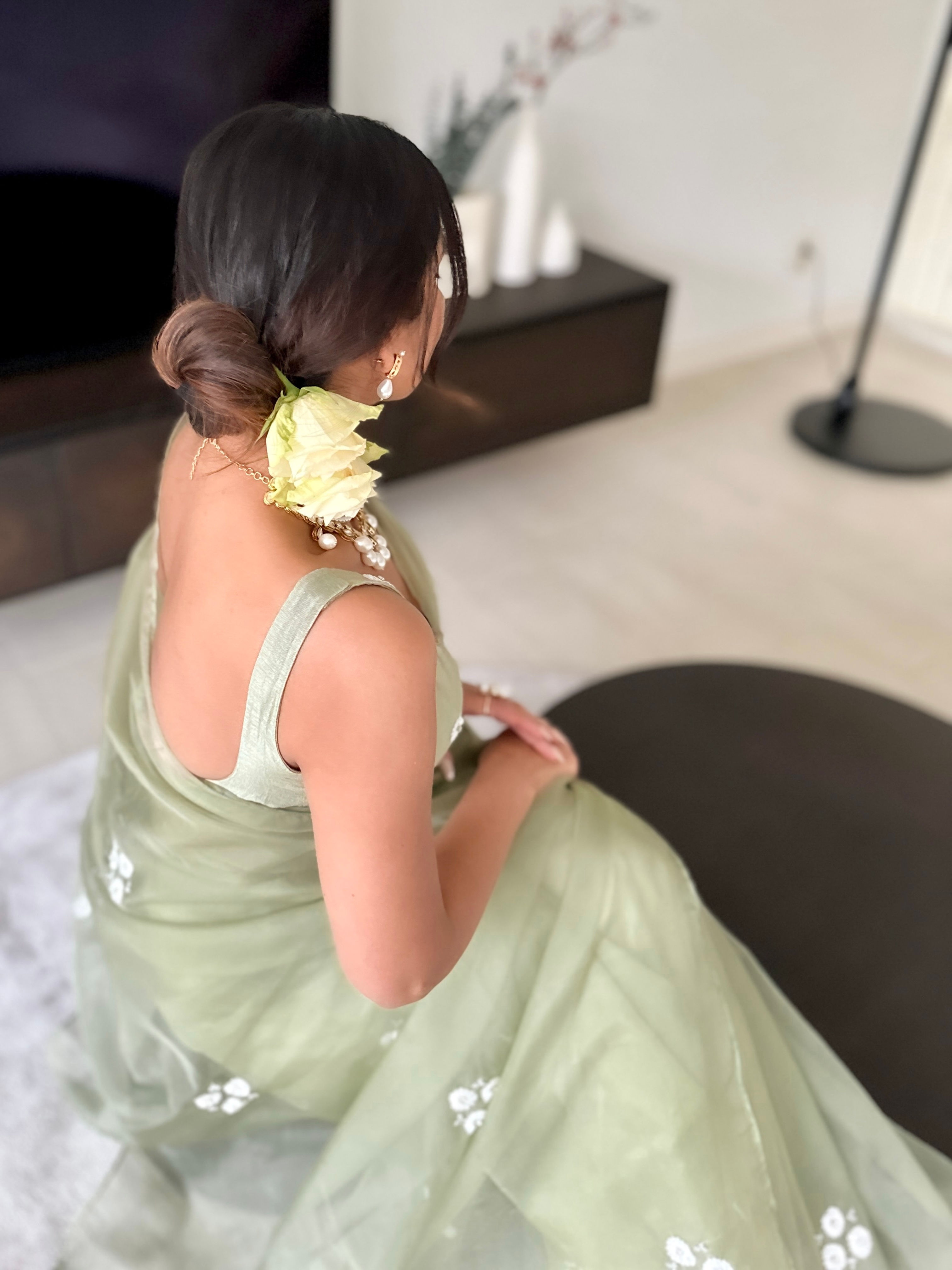 Luna saree in SageGreen