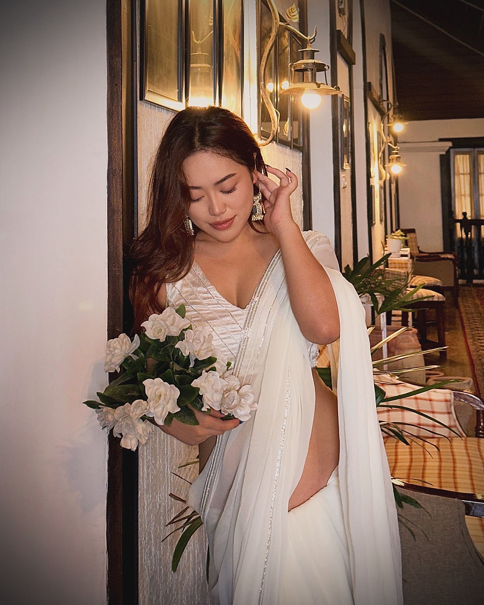 Thumbnail: illena saree in ivory colour