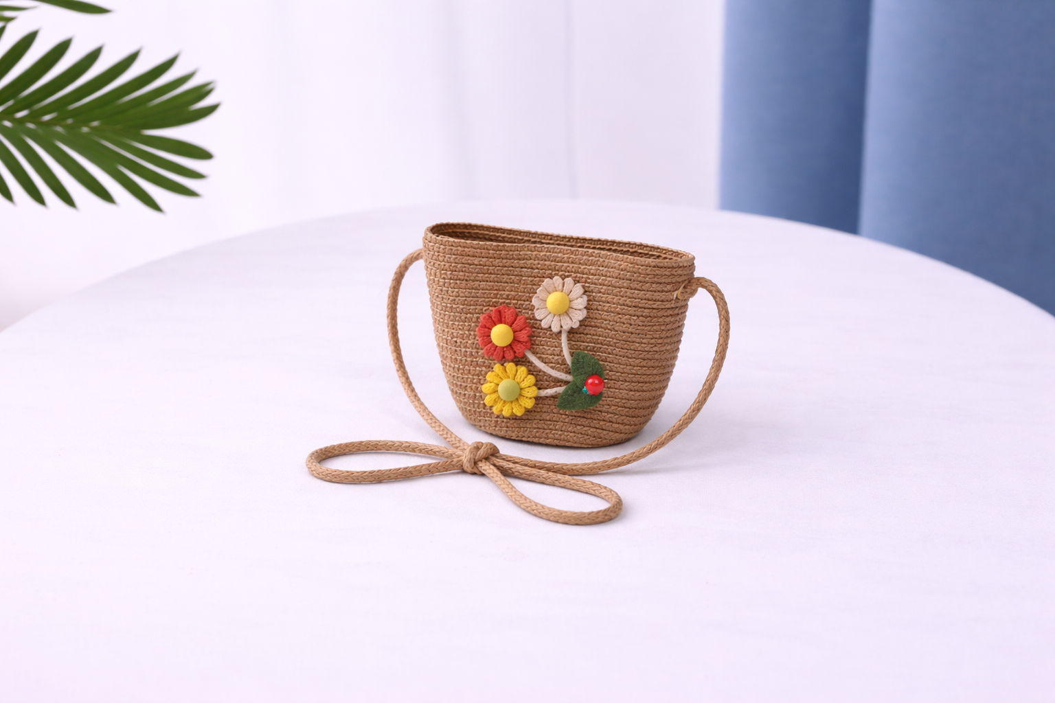 Sac enfant marron à fleurs – sac été fille assorti