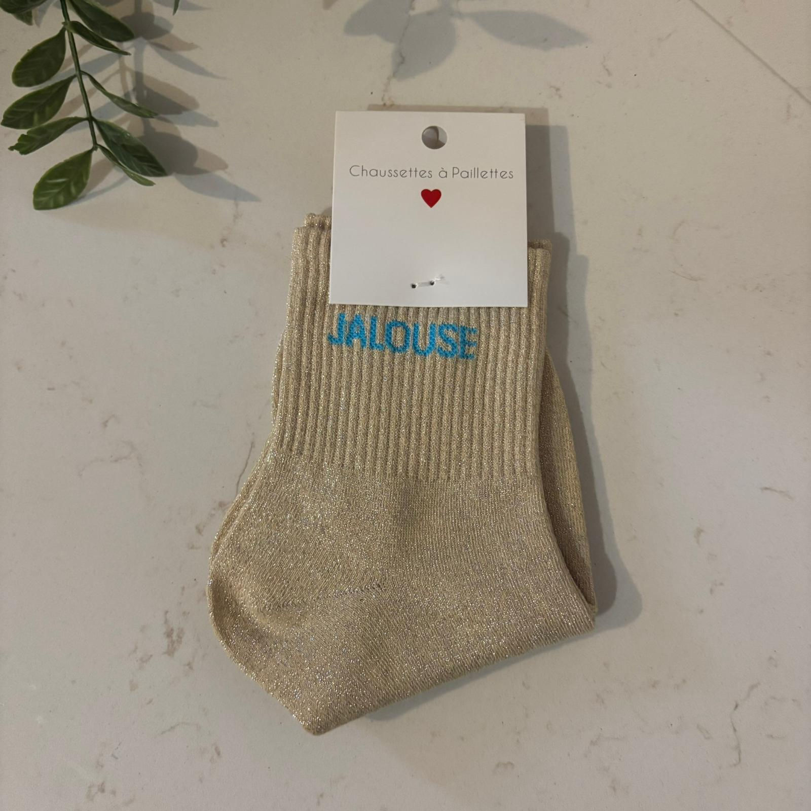 Chaussettes à paillettes édition JALOUSE claires