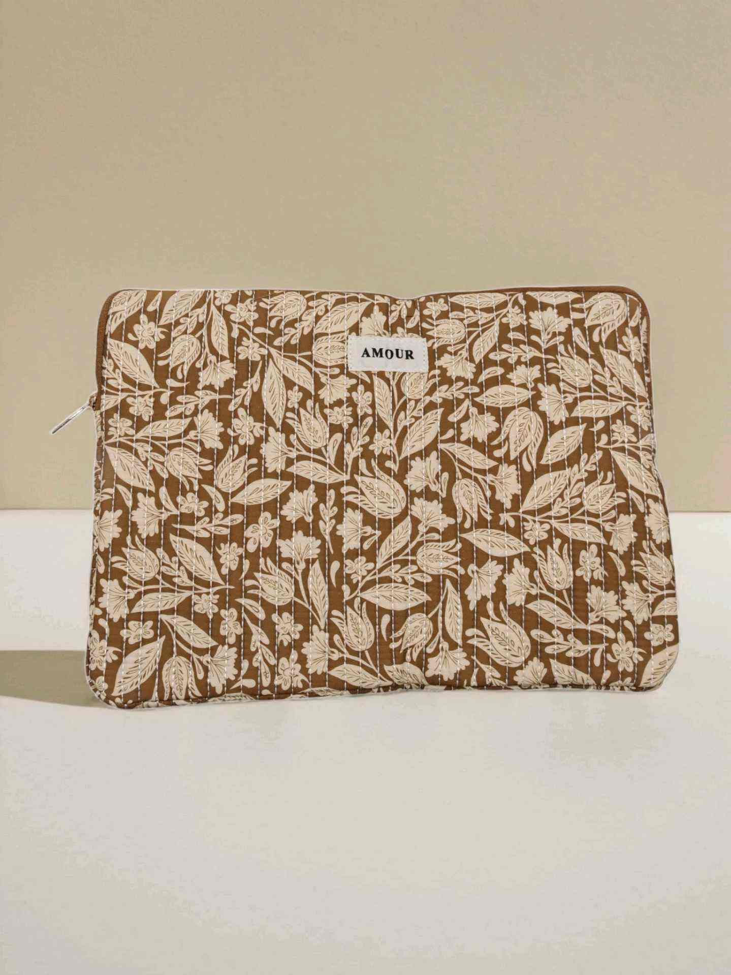 Pochette ordinateur portable ou tablette 13 pouces bordeaux en coton imprimé