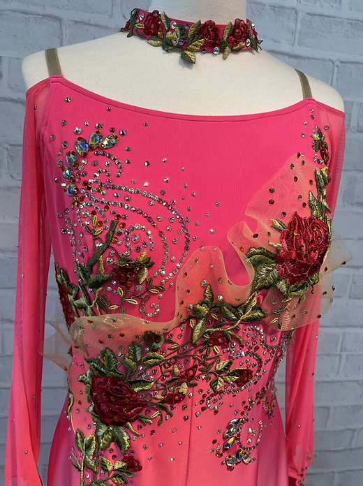 B1405★未使用品★Sサイズ★ピンク/フリンジ/ラテンドレス☆社交ダンス La026】社交ダンスドレス 正装ラテンフリンジピンクミニ S | 社交