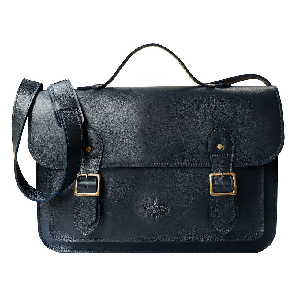 Miniatura: Bolsa e Pasta Satchel Clássica Line Store Leather Couro Marinho